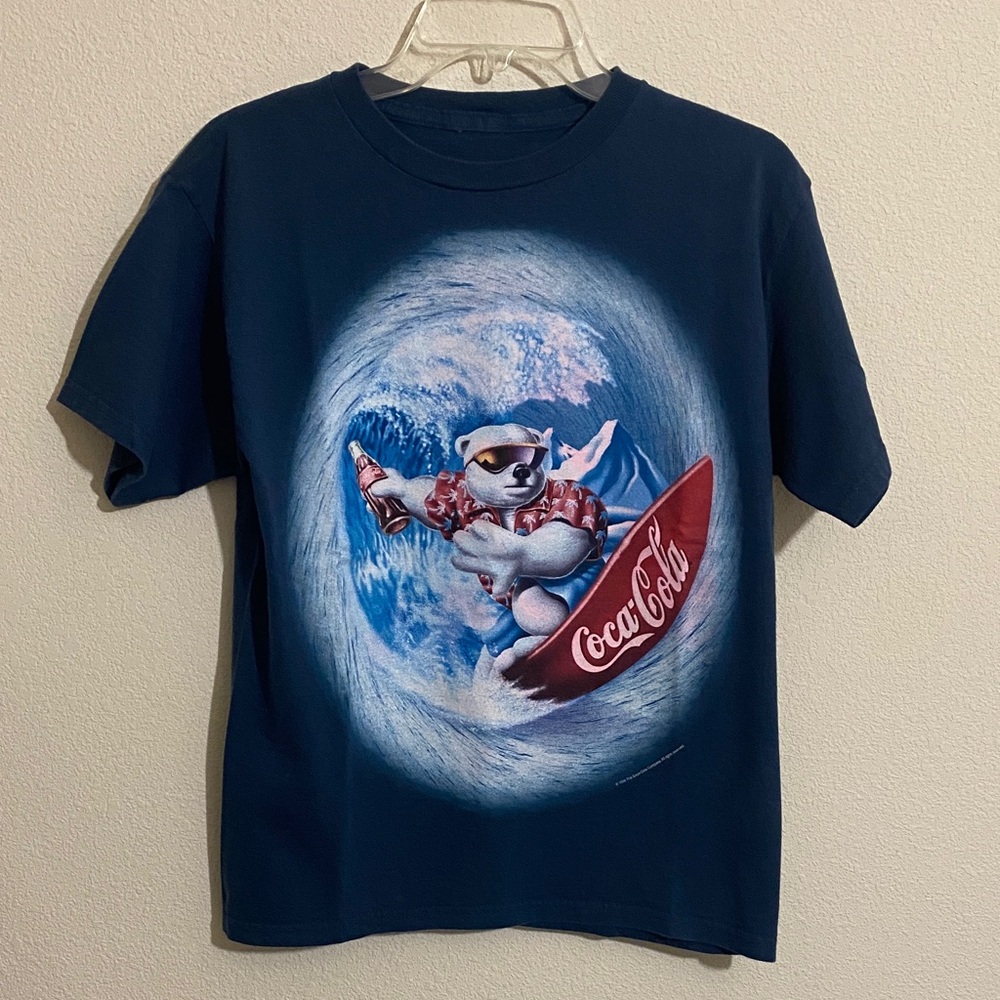 COCA COLA Vintage T-shirt w 1998 Polar Bear on Snowboard Men’s Size S